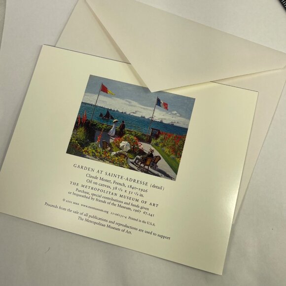 Claude Monet Garden At Sainte-Adresse Blank Greeting Card with Envelope - Picture 3 of 6